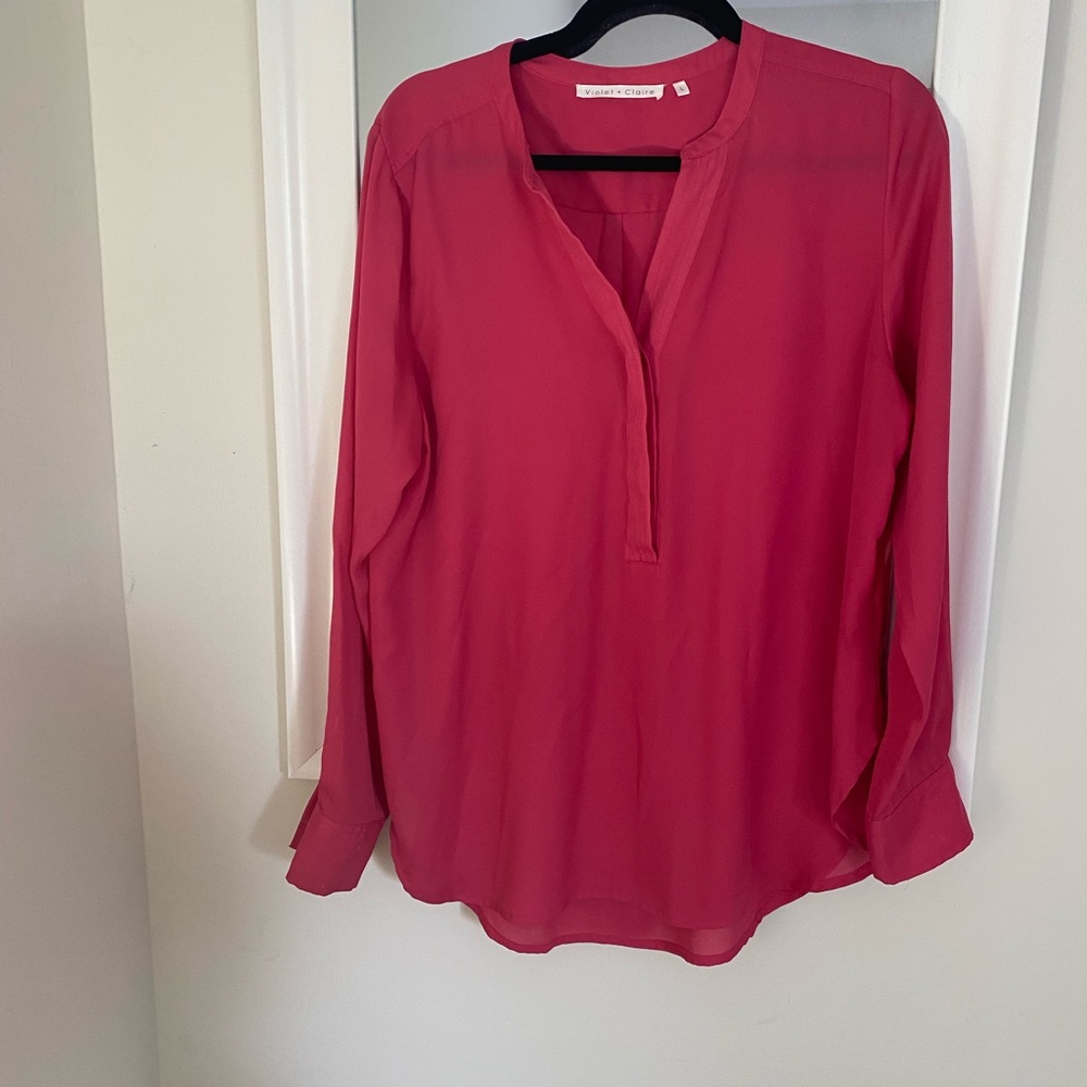 See through hot pink blouse